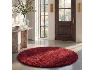 Tapis shag en polypropylène rouge, 122 cm