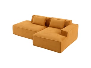 Canapé droit compact à ressorts ensachés - polyester rembourré jaune moutarde 235 × 129 × 70 cm
