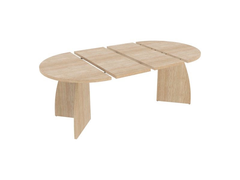 Table à cuisine ovale avec allonge bois clair - 100x100-180max.cm mdf - Conforama E