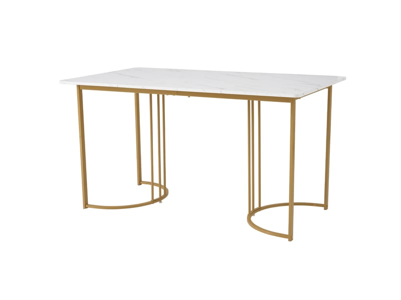 Ensemble table et chaises avec 4 chaises pour salle à manger, plateau effet marbre, en mdf métal velours multicolore - Conforama C