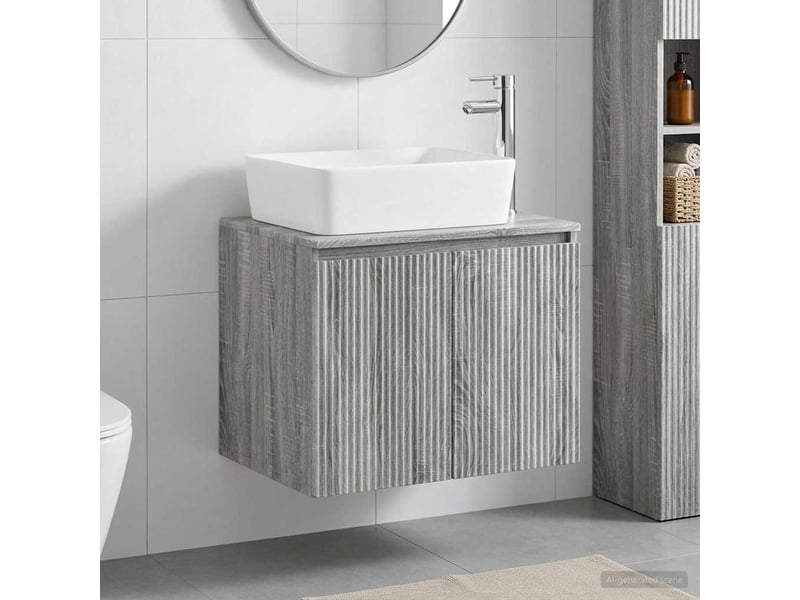  Ensemble de mobilier de salle de bain sonoma gris cf64706  - Conforama B