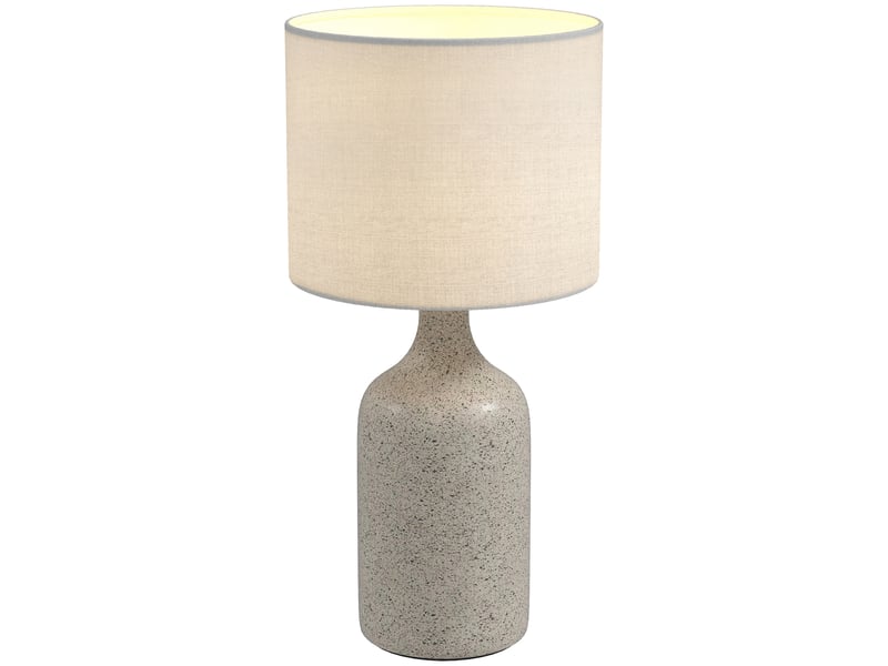  Lampe de table avec pied en céramique et abat-jour en lin, lampe de chevet rétro avec douille e27, blanc et sable  - Conforama A