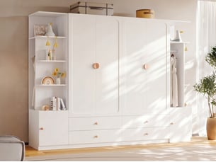 Armoire 6 porte(s) battante 4 tiroir(s) <strong>LEYTN</strong> <strong></strong> coloris blanc largeur 270 cm
