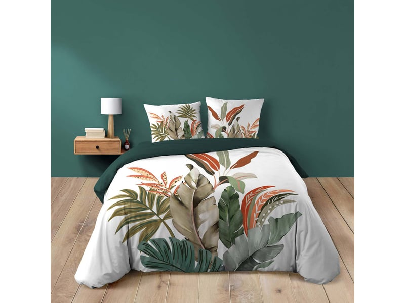  Parure de lit  240 x 220 cm 100% coton romy avec drap-housse 140 x 190 cm blanc  - Conforama B