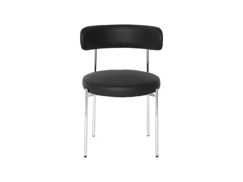  Lot de 2 chaises rondes vintage acier chromé et simili cuir noir - lola  - Conforama B
