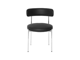 Lot de 2 chaises rondes vintage acier chromé et simili cuir noir - lola