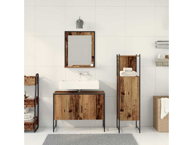  Ensemble de mobilier de salle de bain 3 pc marron cf64399  - Conforama D