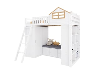 Lit mezzanine 90x200 cm ROLIPO   coloris blanc