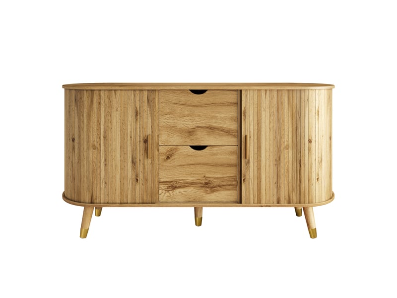Buffet effet bois, rangement moderne à portes texturées 140x40x79.5cm - Conforama A