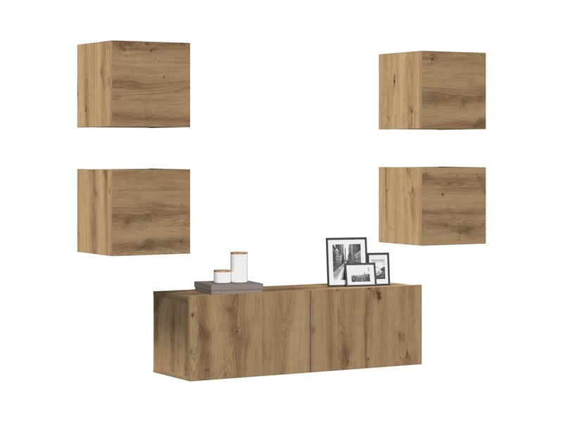  Ensemble de meuble tv - banc tv - meuble de rangement mural 5 pcs chêne artisanal  - Conforama B