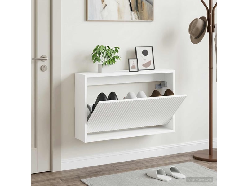  Meuble à chaussures mural, armoire à chaussures arnhem 71x17x43 cm blanc  - Conforama B