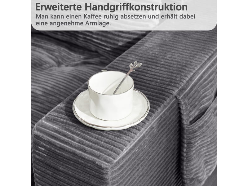  Canapé 2 places, canapé de salon, gris, poches latérales, larges accoudoirs, pour salon, bureau, chambre  - Conforama W