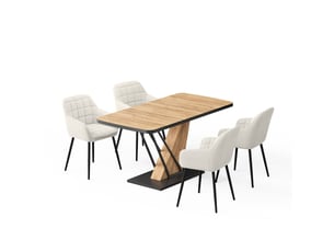 Vicco ensemble de table à manger, chêne de force doré, 120x80cm avec 4 chaises de salle à manger