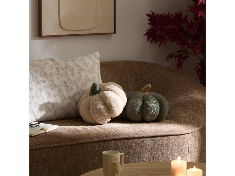  Coussin citrouille automne 32x32cm beige  - Conforama B