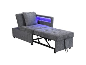 Canapé droit convertible MERAX canapé gris clair 2 places Polyester gris