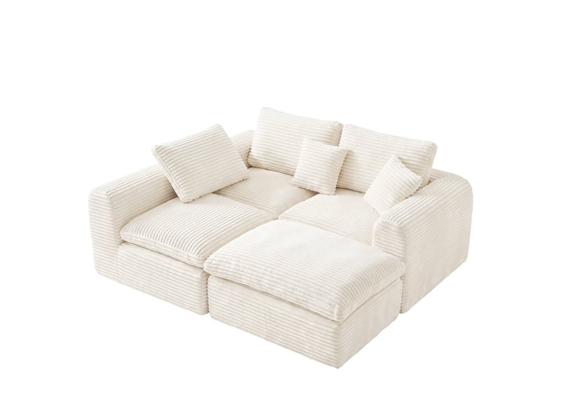  Canapé d’angle modulable 3 places 280x180x65 cm beige  - Conforama A