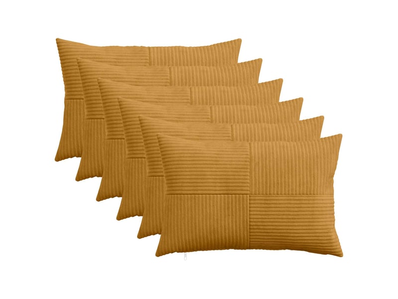  Lot de 6 housses de coussin almelo jaune 50 x 75 cm velours côtelé cf49885  - Conforama B