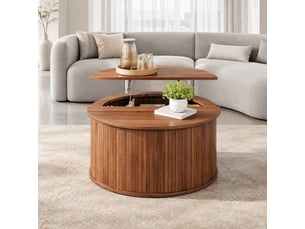 Table basse rond(e) coloris marron <strong>CHICFURN</strong> <strong></strong> - 88 cmx88 cm