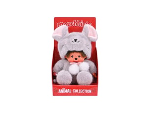 Peluches souris grise 20 cm oreilles roses et détails duveteux