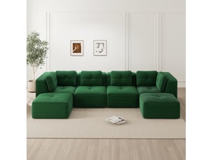 Canapé d'angle modulaire modenvie 4 places en velours côtelé vert 386 x 177 x 69 cm sans montage