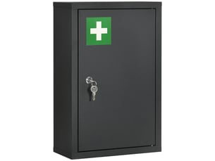 Armoire à pharmacie à 3 étagères avec serrure à clés, en acier, 30 x 14 x 46 cm, noire