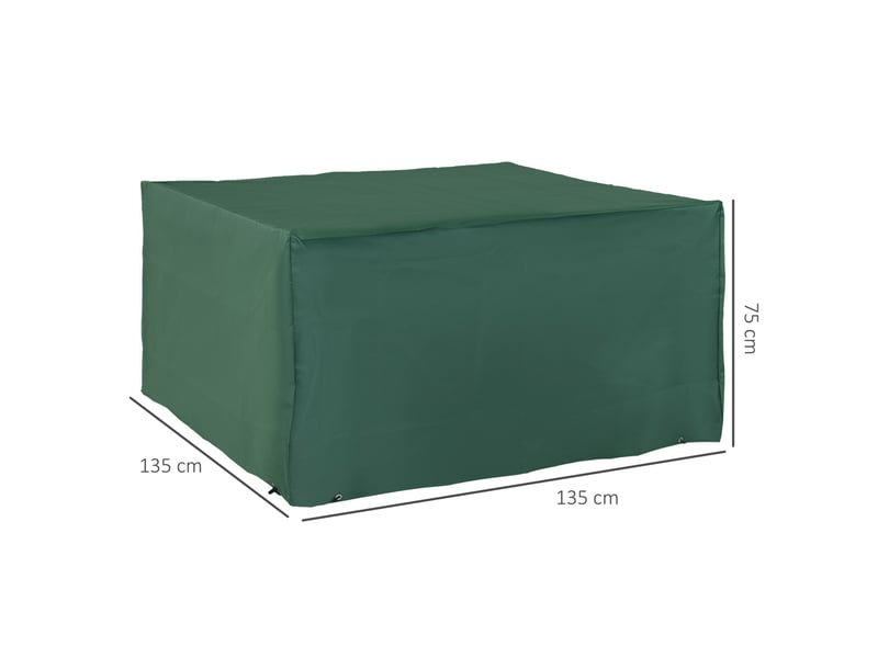  Housse de protection pour mobilier de jardin 135x135x75 cm verte en tissu oxford 600d, imperméable et anti-uv  - Conforama C