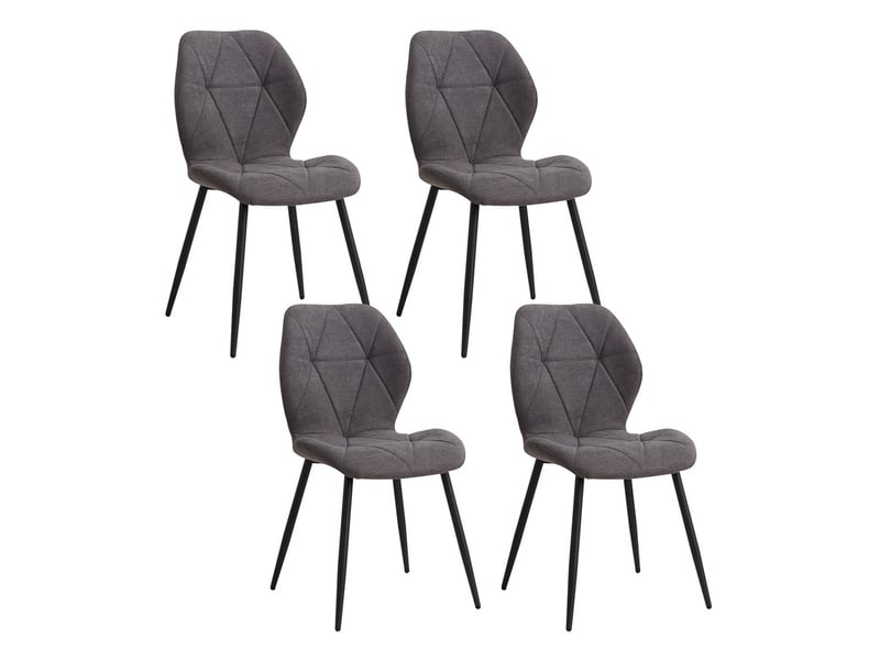  Lot de 4 chaises - chaise de salle à manger vintage en forme de diamant - chaise en lin - pieds en métal(gris foncé) Grand-house - Conforama A