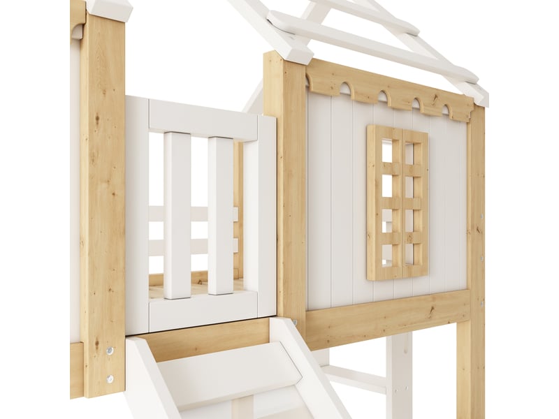 Lit superposé cabane 90x200 cm avec toboggan et échelle réversible Fay Lum - Conforama W