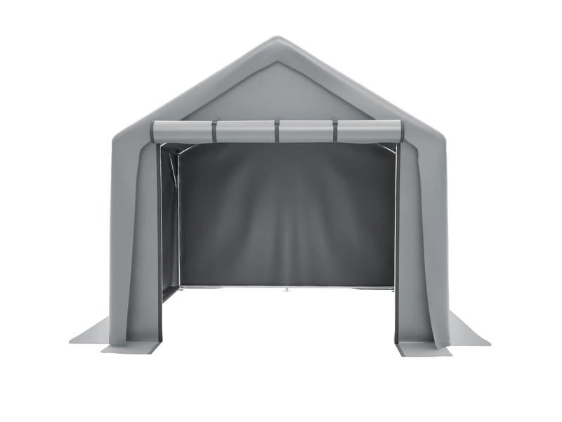  Abri de rangement extérieur 244 x 241 x 217 cm gris foncé, bâche pe 170 gm², avec porte à enroulement  - Conforama D