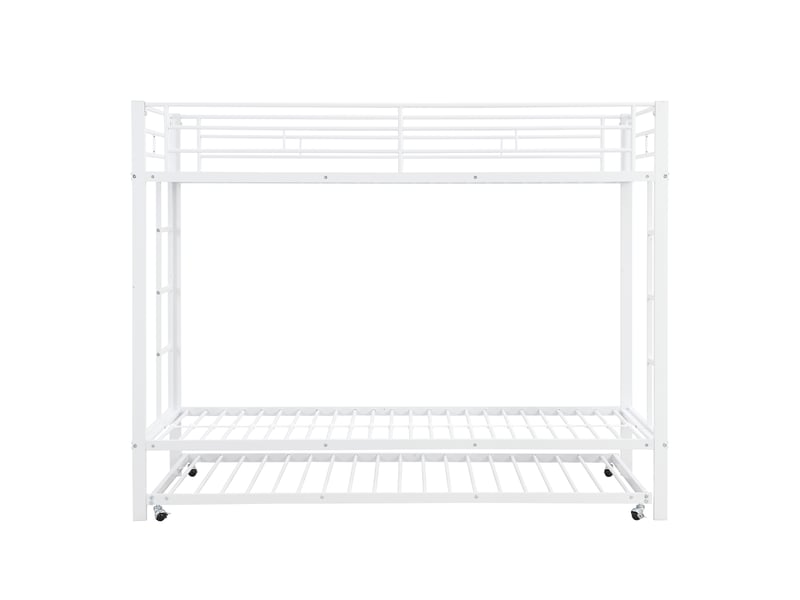  Lit superposé - en747 - 3 places - métal blanc - 90x200cm avec lit gigogne  - Conforama R