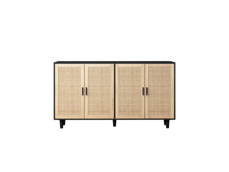  Armoire en rotin avec 4 portes, pour chambre, salon et bureau, noir  - Conforama D