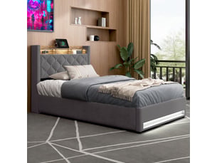 Lit coffre 90x200 cm <strong>MODENUIT </strong>  <strong></strong> coloris gris