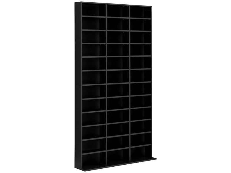  Meuble cddvd 36 compartiments, étagères réglables, capacité 1116 cd528 dvd, 102 x 23,5 x 195 cm, noir  - Conforama A
