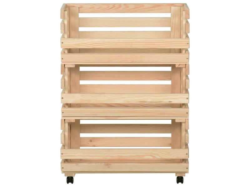  Desserte de cuisine, chariot à légumes 57x30x80 cm bois de pin solide  - Conforama C
