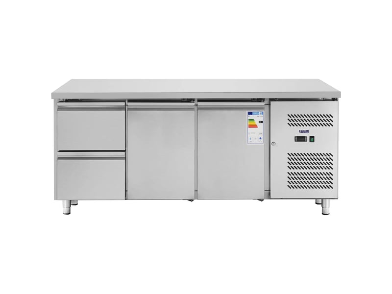 Table réfrigérée professionnel 417 litres 2 x gn 12 + 2 portes 179 x 70 cm acier inoxydable 14_0010036 - Conforama E
