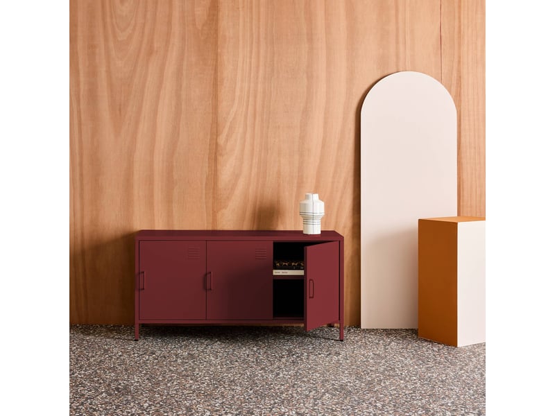  Meuble tv industriel métal bordeaux 3 portes 120cm - alabama  - Conforama E