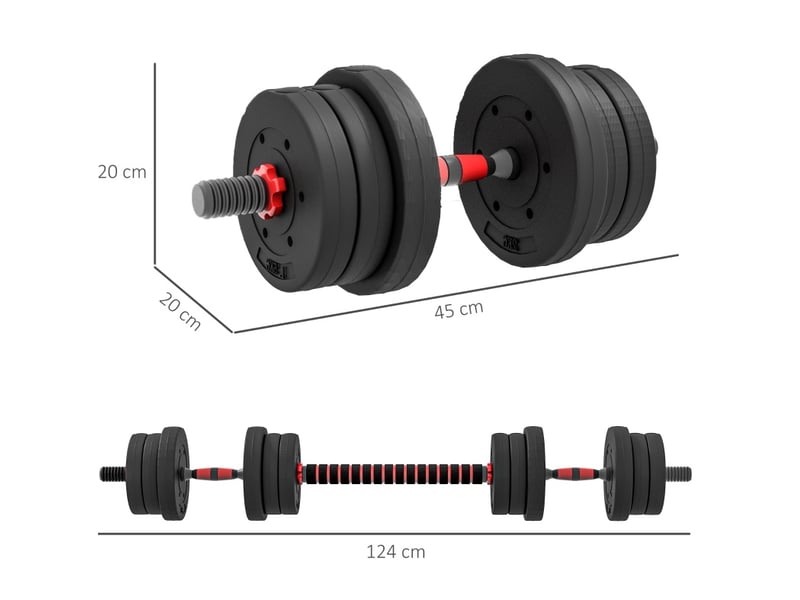  Set d'haltères réglables 2 en 1 20 kg – noir – barre de connexion pour entraînement musculaire à domicile  - Conforama C