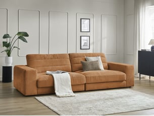 Canapé droit fixe BOBOCHIC SIERRA 3 places Tissu orange