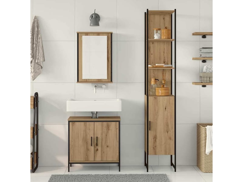  Ensemble de mobilier de salle de bain 3 pièces marron cf64482  - Conforama D
