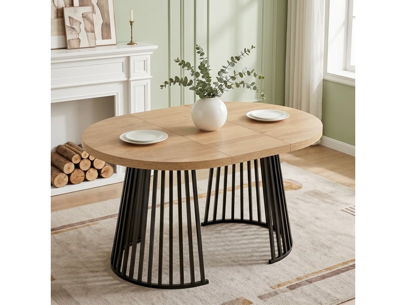  Table à manger extensible 100-138-176 x 100 cm, 4-8 personnes, chêne et noir Jamama eleni - Conforama D