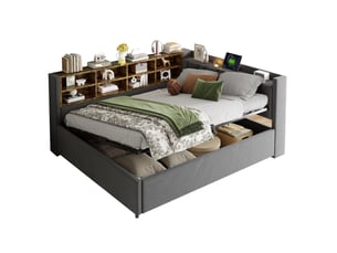 Lit coffre 140x200 cm    coloris gris