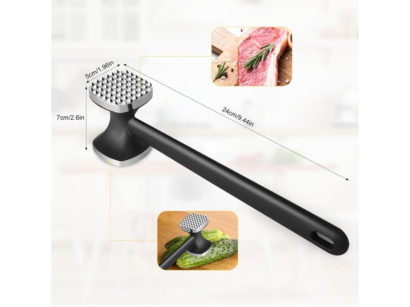  Attendrisseur de viande, attendrisseur à escalope antiadhésif double face, marteau à viande avec manche antidérapant, marteau à attendrir pour steak  - Conforama B