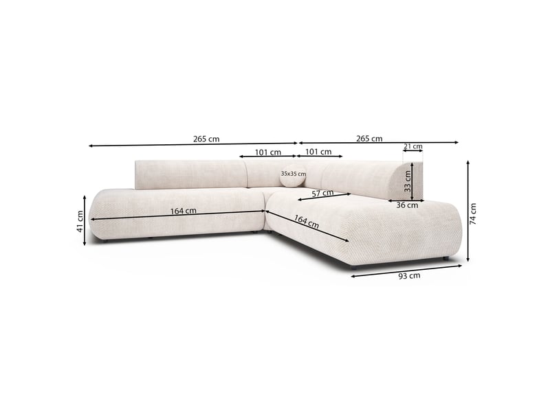  Selsey armone - canapé d'angle convertible - 265 cm - beige Armone - Conforama E