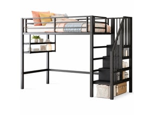 Lit mezzanine 90x200 cm <strong>HAVRYA</strong> <strong></strong> coloris noir