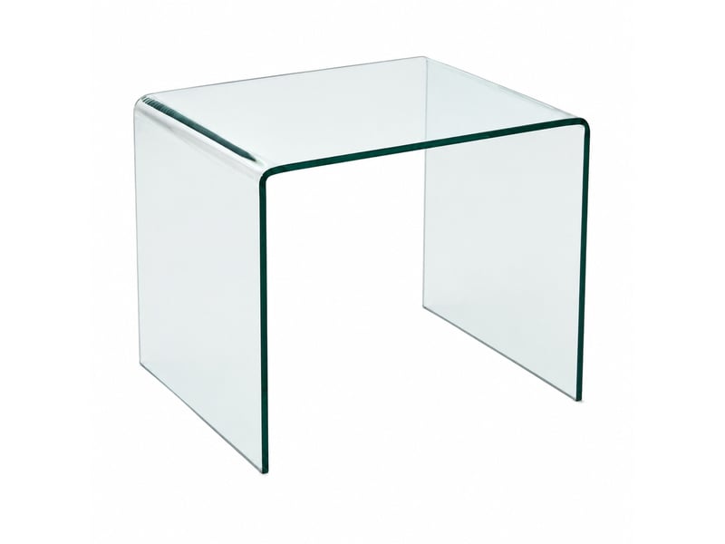  Table basse en verre trempé transparent avec plateau incurvé, pour salon, bureau et salle à manger, 50 × 40 × 45 cm  - Conforama A