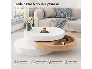 Table basse rond(e) coloris bois clair - 60 cmx60 cm