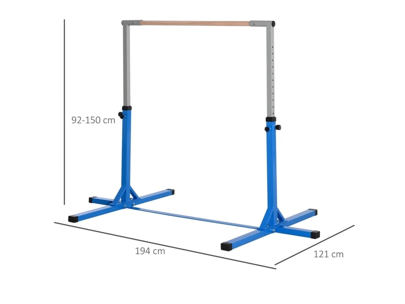 Barre de gymnastique 194x121 cm réglable en 13 hauteurs bois métal bleu - Conforama E