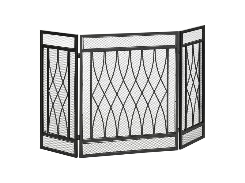  Grille de protection pour cheminée - pare-feu large pour cheminée ou poêle - pare-étincelles - barrière de sécurité - 3 volets pliables - métal noir  - Conforama B