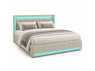 Lit coffre 140x190 cm YELENARO   coloris beige