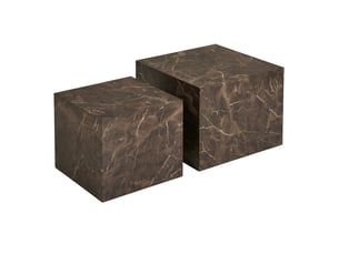 Lot de 2 tables basses prague carrées effet marbre marron